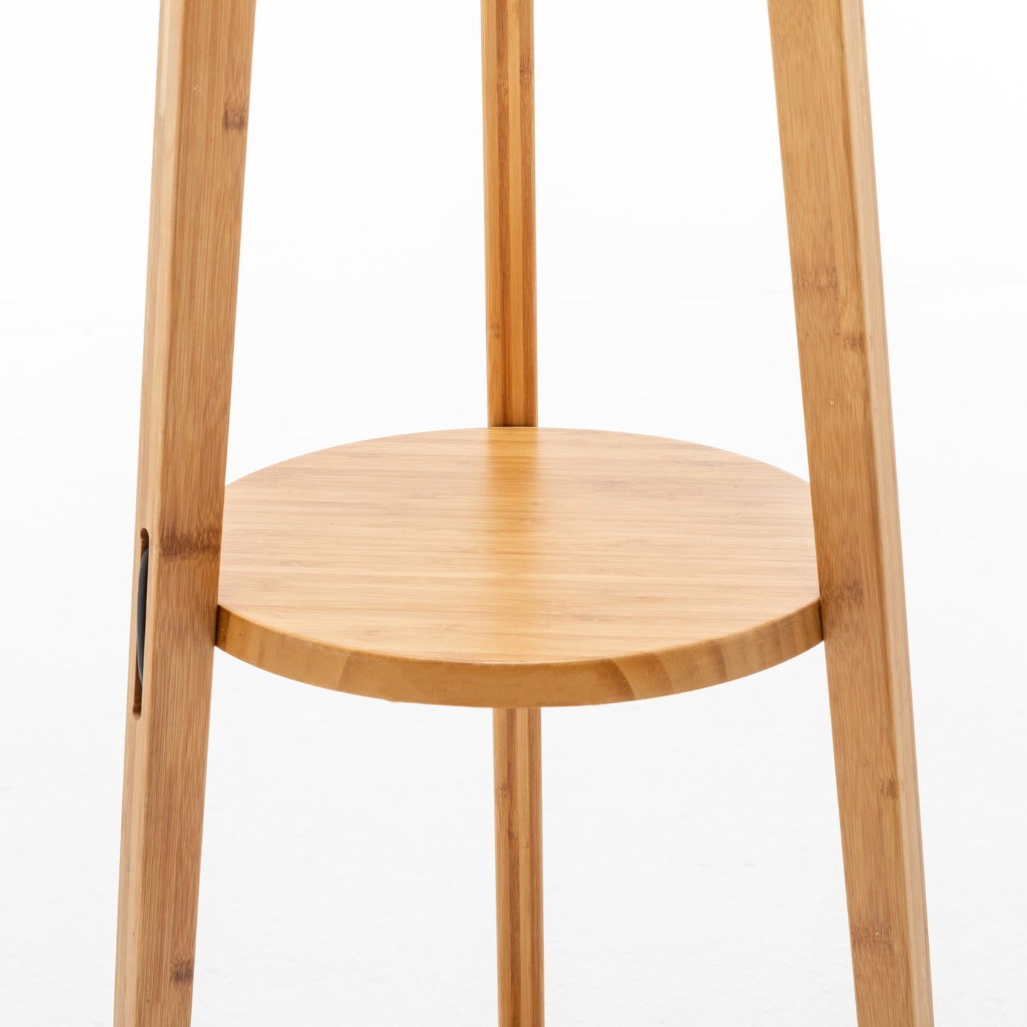 168cm Large Bamboo Wooden Tripod Floor Lamp Light Modern Linen Shade w Shelves - RetroVibes.au