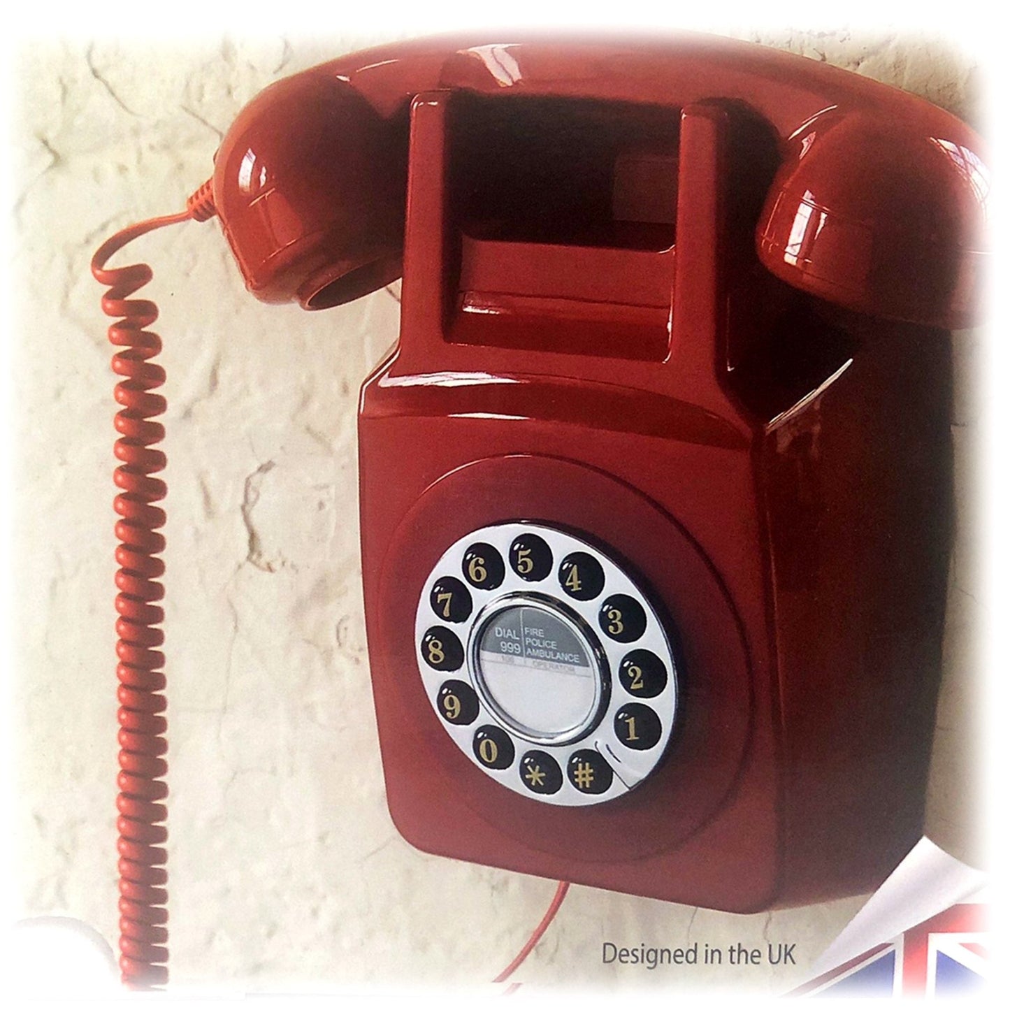 GPO 746 Retro Wall Mount Rotary Push Button Home Phone Landline Classic Red - RetroVibes.au