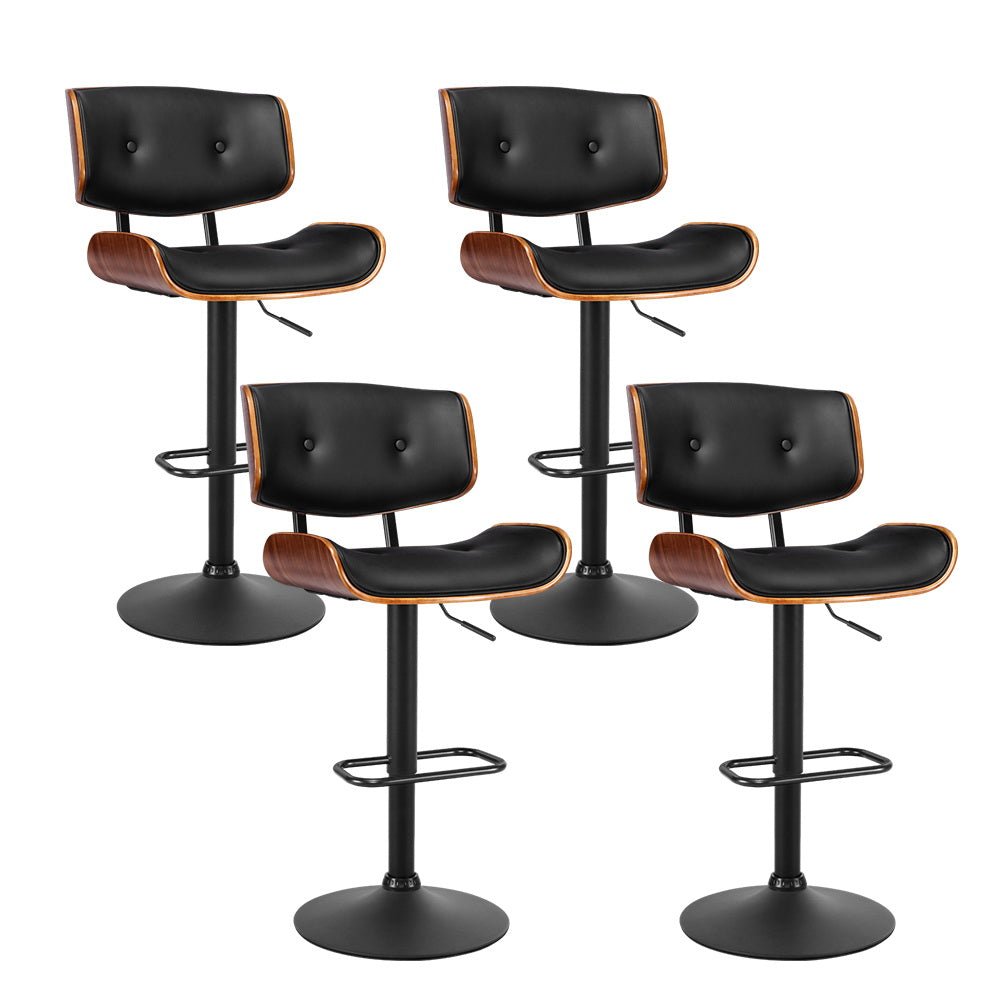Industrial Retro Bar Stool – Black (Set of 4) - RetroVibes.au