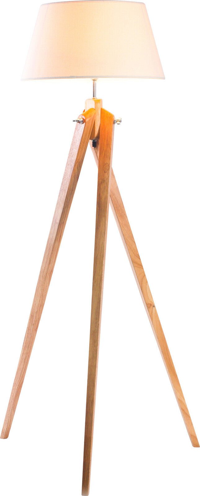 Large Tripod Floor Lamp Linen Shade Modern Bamboo Wooden Retro Twist Light - RetroVibes.au