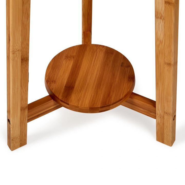 155cm Large Bamboo Wooden Tripod Floor Lamp w Beige Linen Light Shade - RetroVibes.au