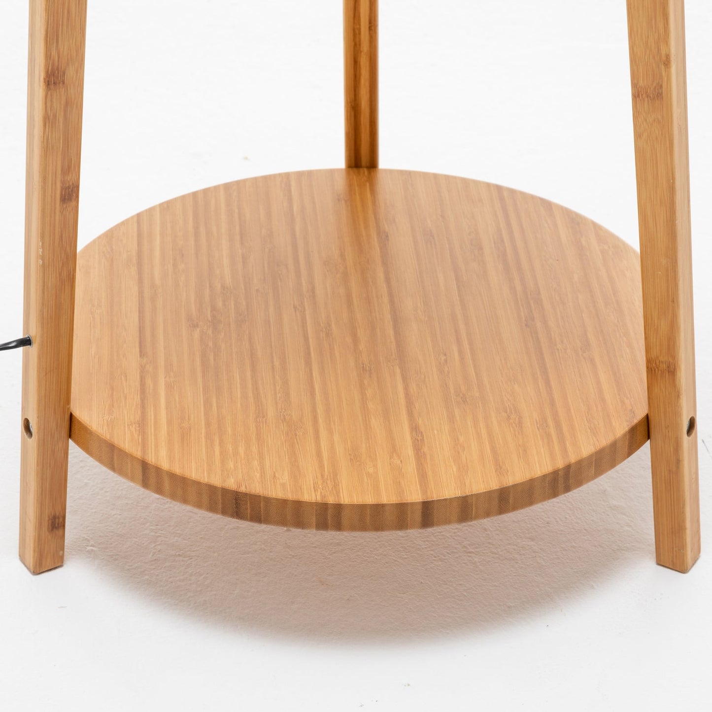 168cm Large Bamboo Wooden Tripod Floor Lamp Light Modern Linen Shade w Shelves - RetroVibes.au