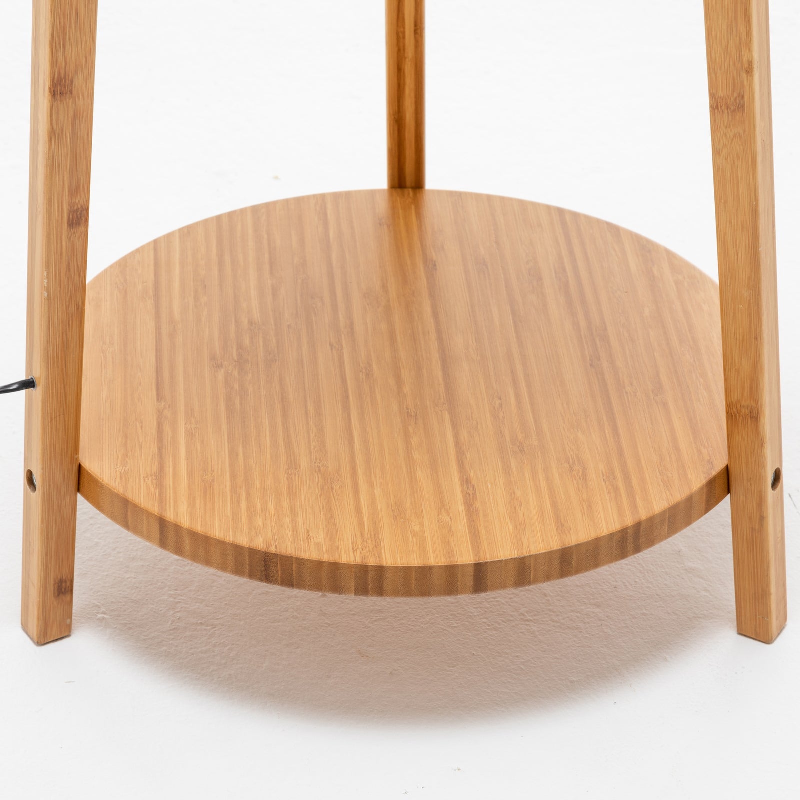 168cm Large Bamboo Wooden Tripod Floor Lamp Light Modern Linen Shade w Shelves - RetroVibes.au