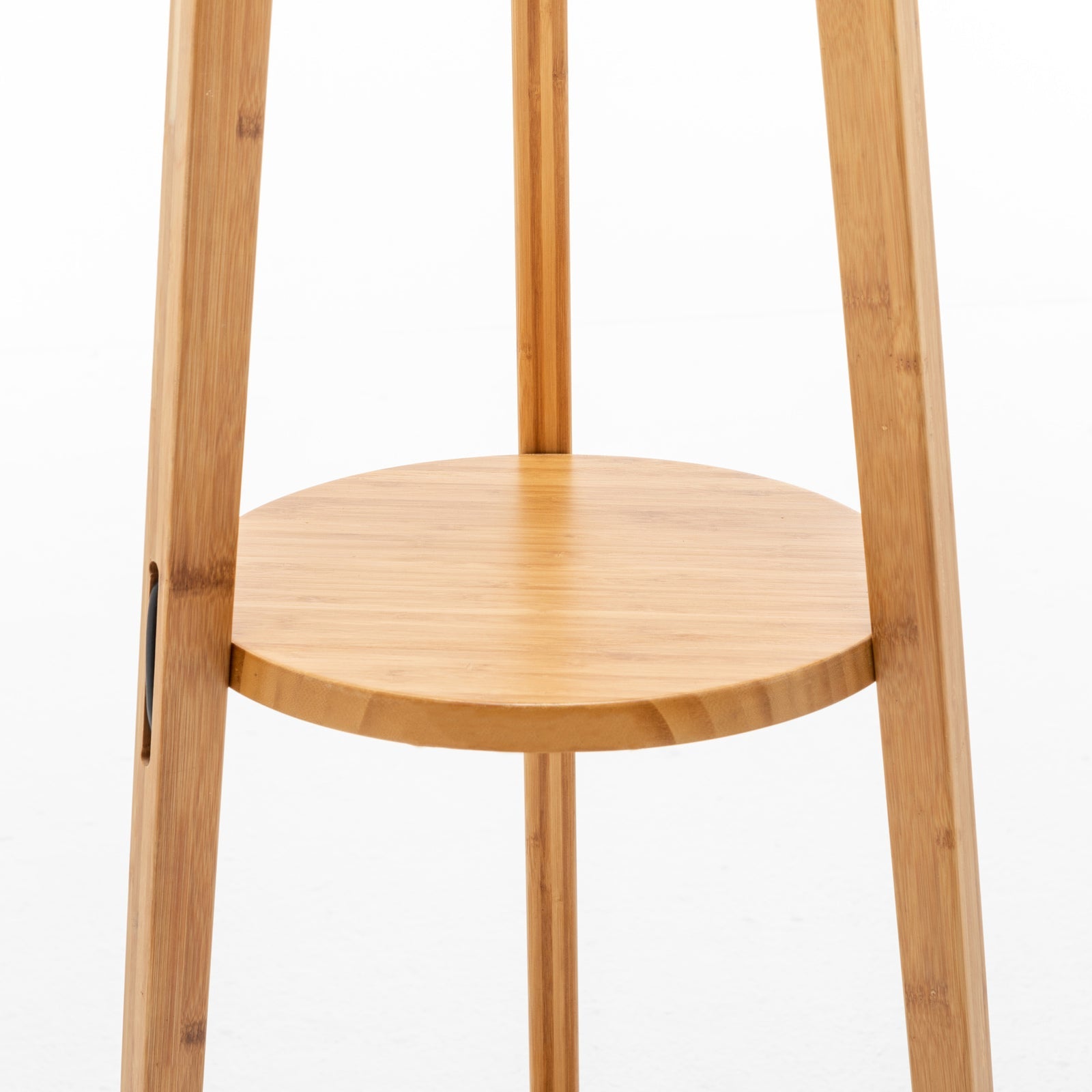 168cm Large Bamboo Wooden Tripod Floor Lamp Light Modern Linen Shade w Shelves - RetroVibes.au