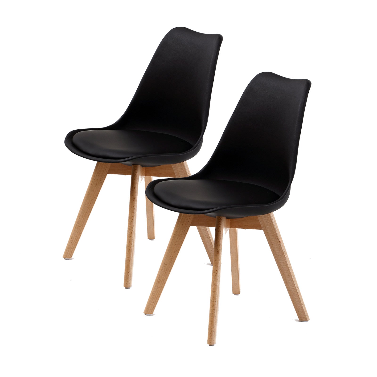 2X Retro Dining Cafe Chair Padded Seat BLACK - RetroVibes.au