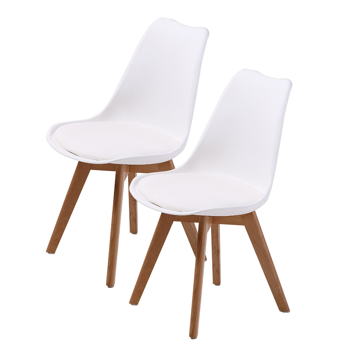 2X Retro Dining Cafe Chair Padded Seat WHITE - RetroVibes.au