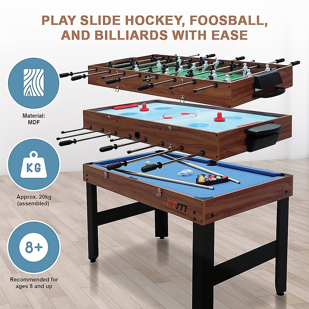 4FT 3 - in - 1 Games Foosball Soccer Hockey Pool Table - RetroVibes.au