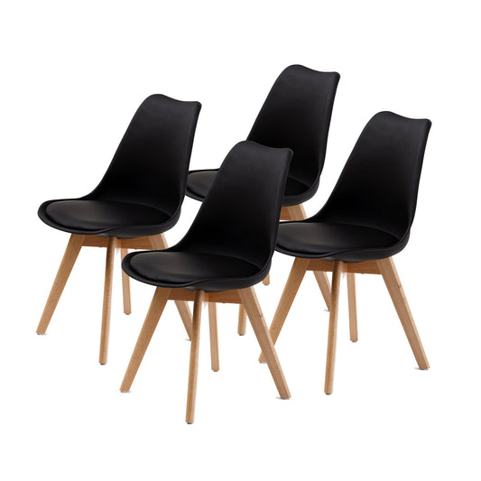 4X Retro Dining Cafe Chair Padded Seat BLACK - RetroVibes.au
