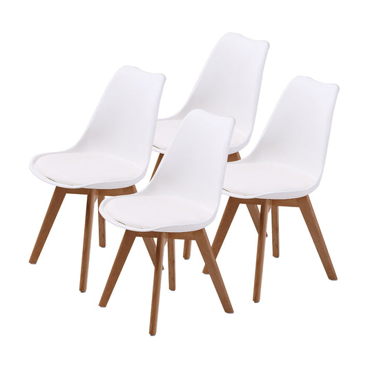 4X Retro Dining Cafe Chair Padded Seat WHITE - RetroVibes.au