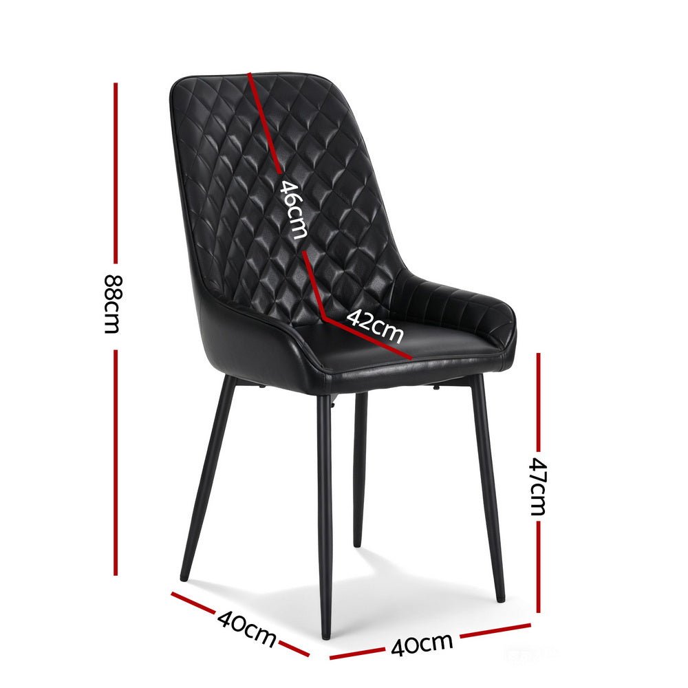 Artiss 2x Dining Chairs Retro PU Leather Kitchen Lounge Cafe Accent Chair Black - RetroVibes.au