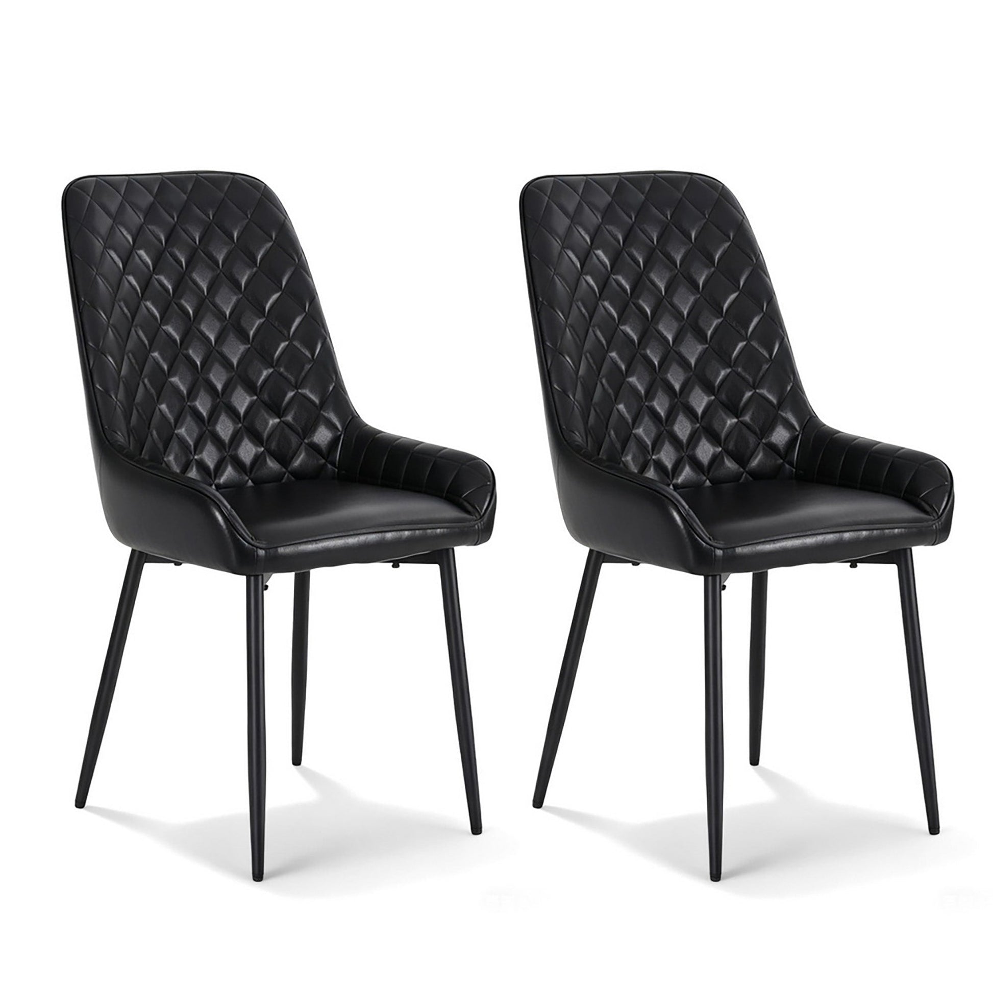 Artiss 2x Dining Chairs Retro PU Leather Kitchen Lounge Cafe Accent Chair Black - RetroVibes.au
