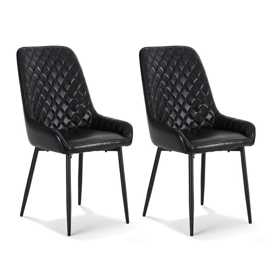 Artiss 2x Dining Chairs Retro PU Leather Kitchen Lounge Cafe Accent Chair Black - RetroVibes.au