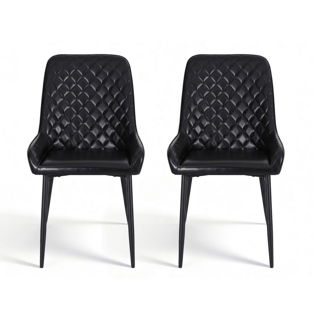 Artiss 2x Dining Chairs Retro PU Leather Kitchen Lounge Cafe Accent Chair Black - RetroVibes.au