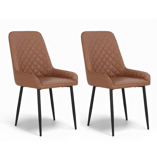 Artiss 2x Dining Chairs Retro PU Leather Kitchen Lounge Cafe Accent Chair Brown - RetroVibes.au