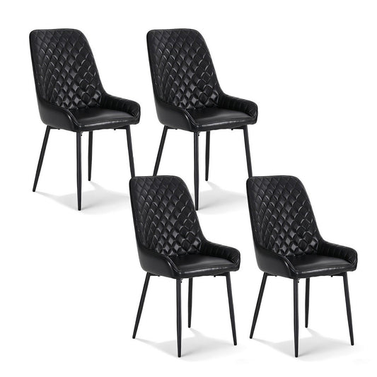Artiss 4x Dining Chairs Retro PU Leather Kitchen Lounge Cafe Accent Chair Black - RetroVibes.au