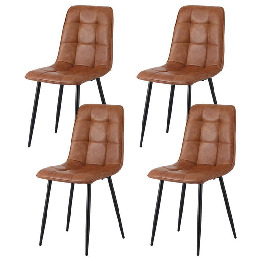 Artiss 4x Dining Chairs Retro PU Leather Kitchen Lounge Cafe Accent Chair Brown - RetroVibes.au