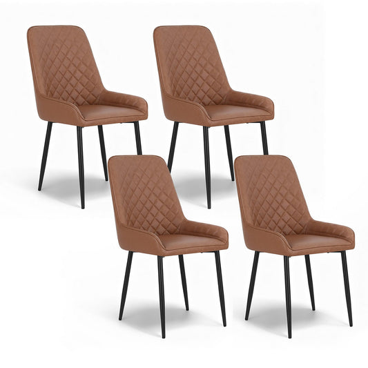 Artiss 4x Dining Chairs Retro PU Leather Kitchen Lounge Cafe Accent Chair Brown - RetroVibes.au