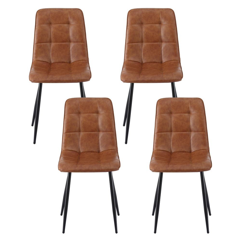 Artiss 4x Dining Chairs Retro PU Leather Kitchen Lounge Cafe Accent Chair Brown - RetroVibes.au