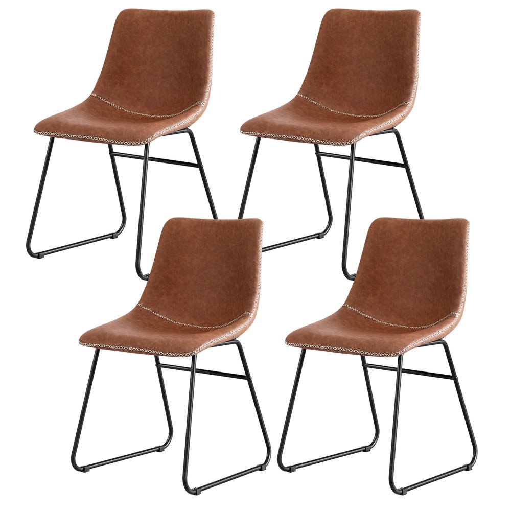Artiss 4x Dining Chairs Retro PU Leather Kitchen Lounge Cafe Accent Chair Brown - RetroVibes.au