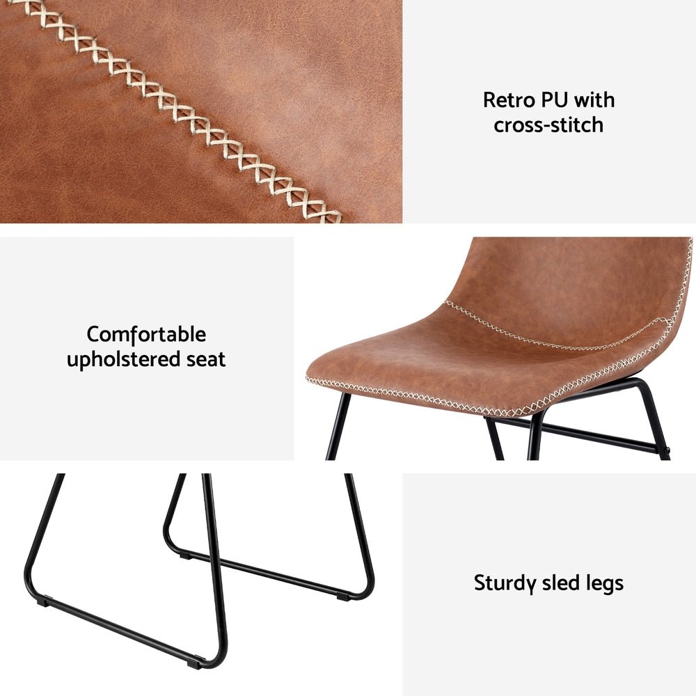Artiss 4x Dining Chairs Retro PU Leather Kitchen Lounge Cafe Accent Chair Brown - RetroVibes.au