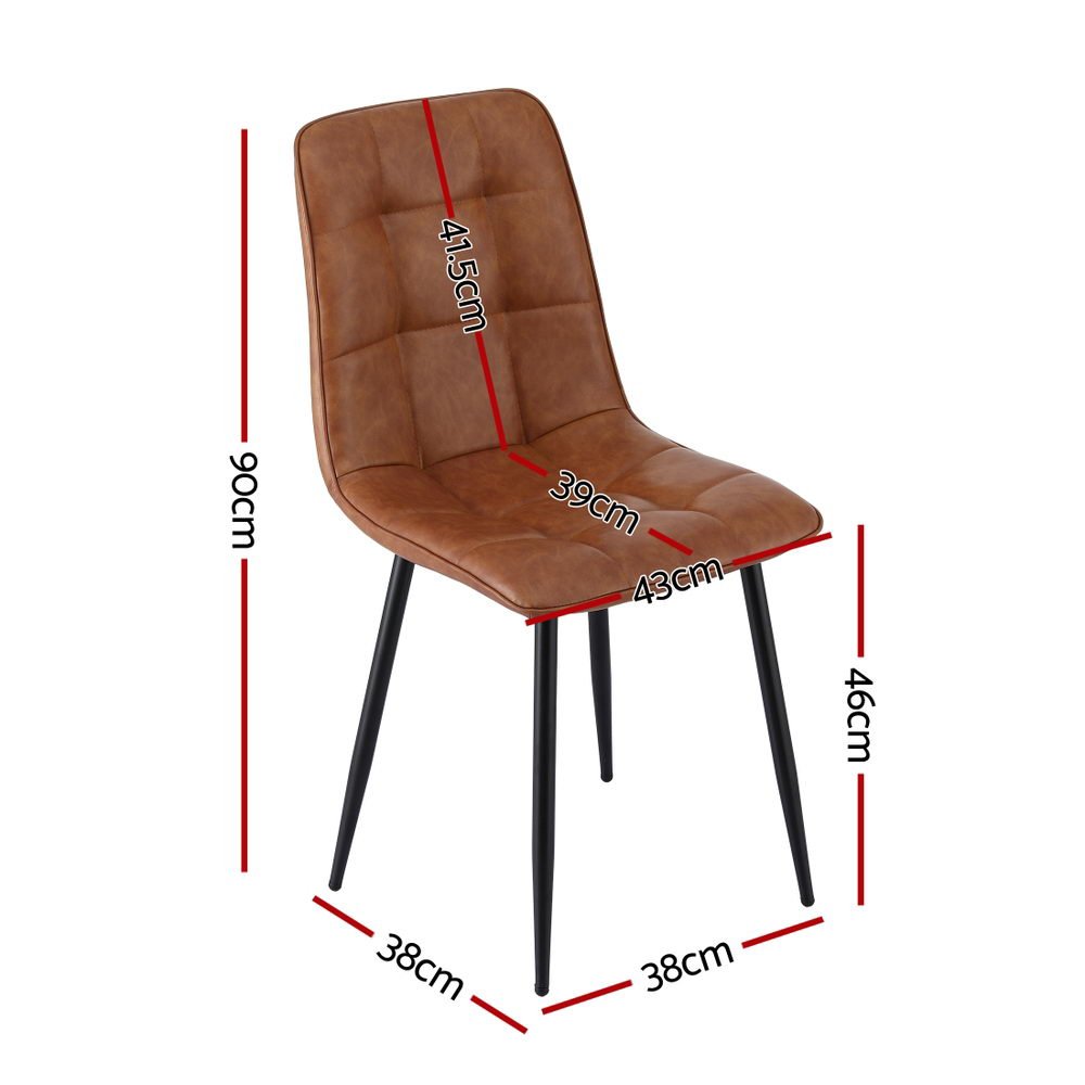 Artiss 4x Dining Chairs Retro PU Leather Kitchen Lounge Cafe Accent Chair Brown - RetroVibes.au