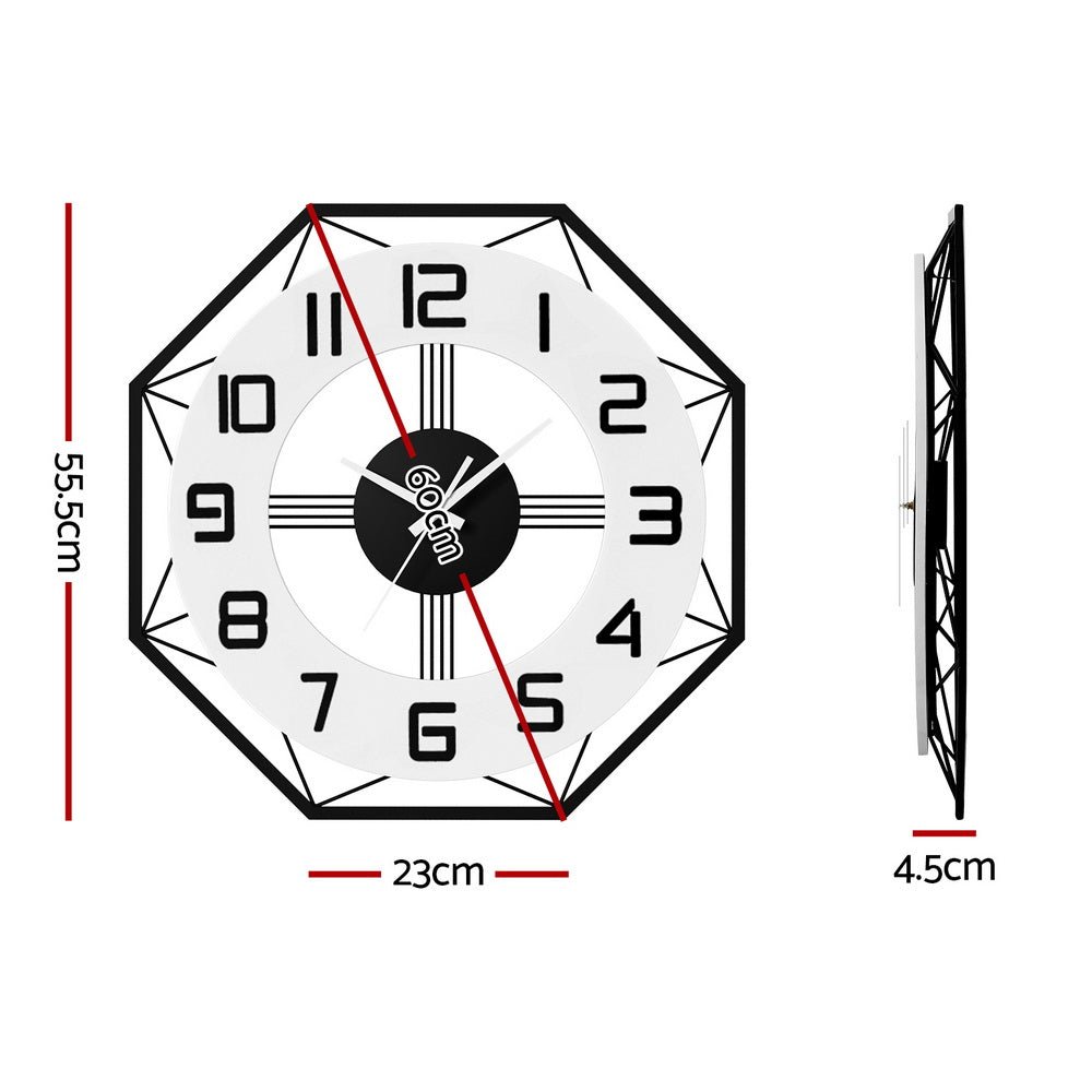 Artiss 60CM Wall Clock Octagon - RetroVibes.au