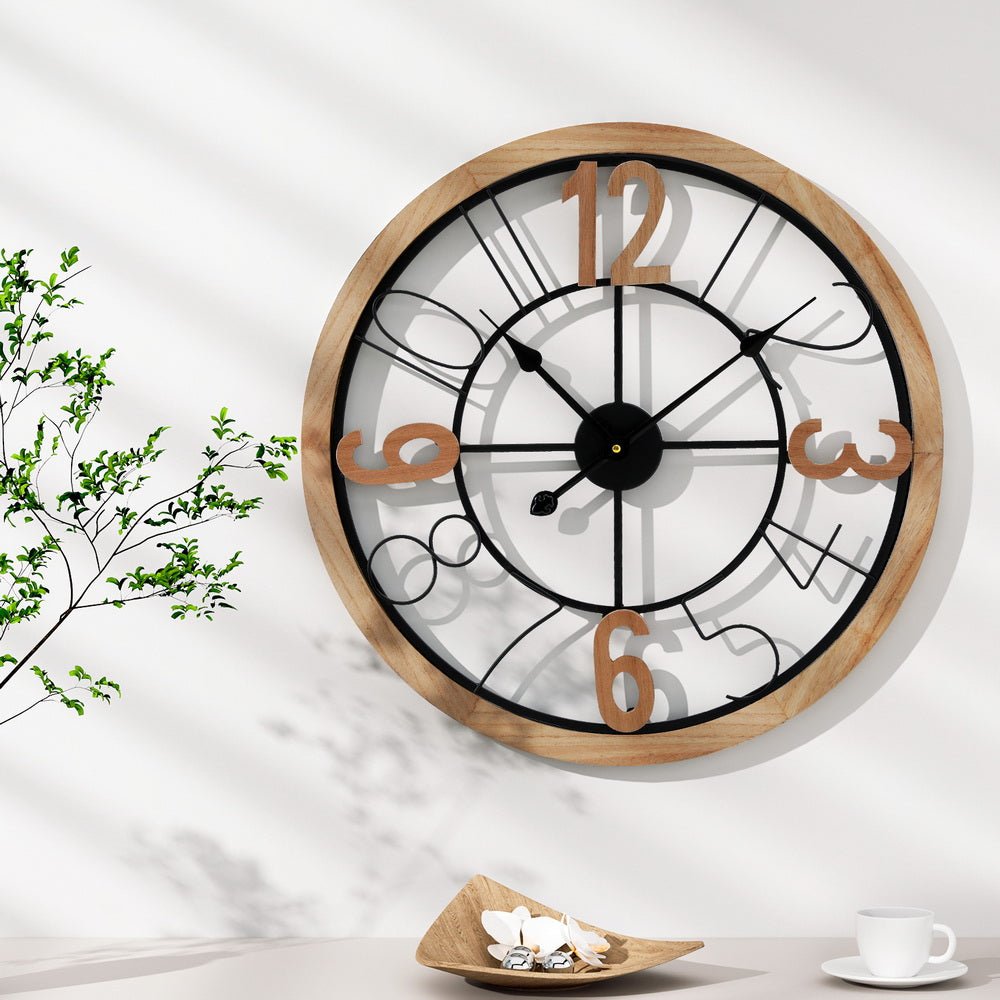 Artiss 60CM Wall Clock Wooden - RetroVibes.au