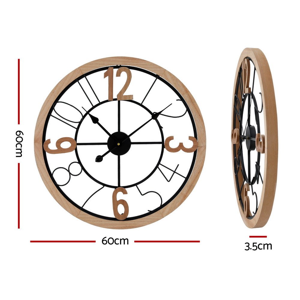 Artiss 60CM Wall Clock Wooden - RetroVibes.au