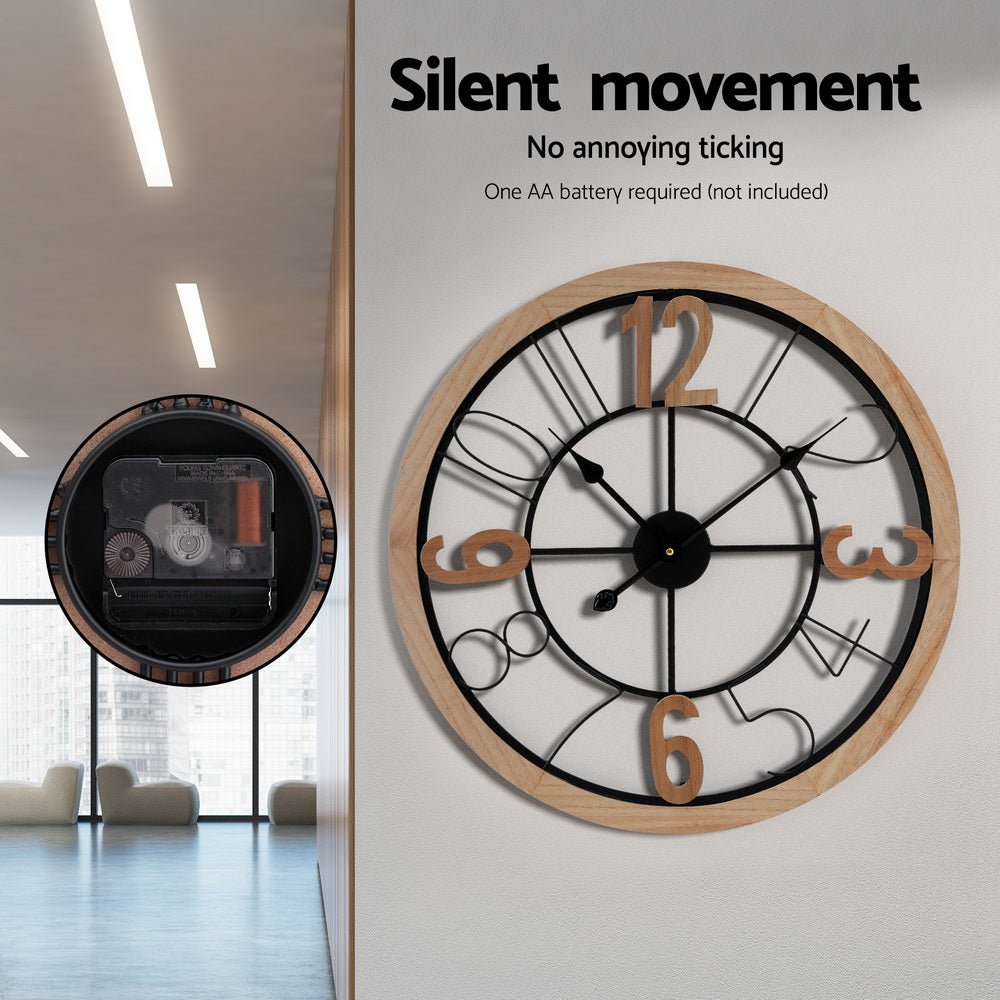 Artiss 60CM Wall Clock Wooden - RetroVibes.au