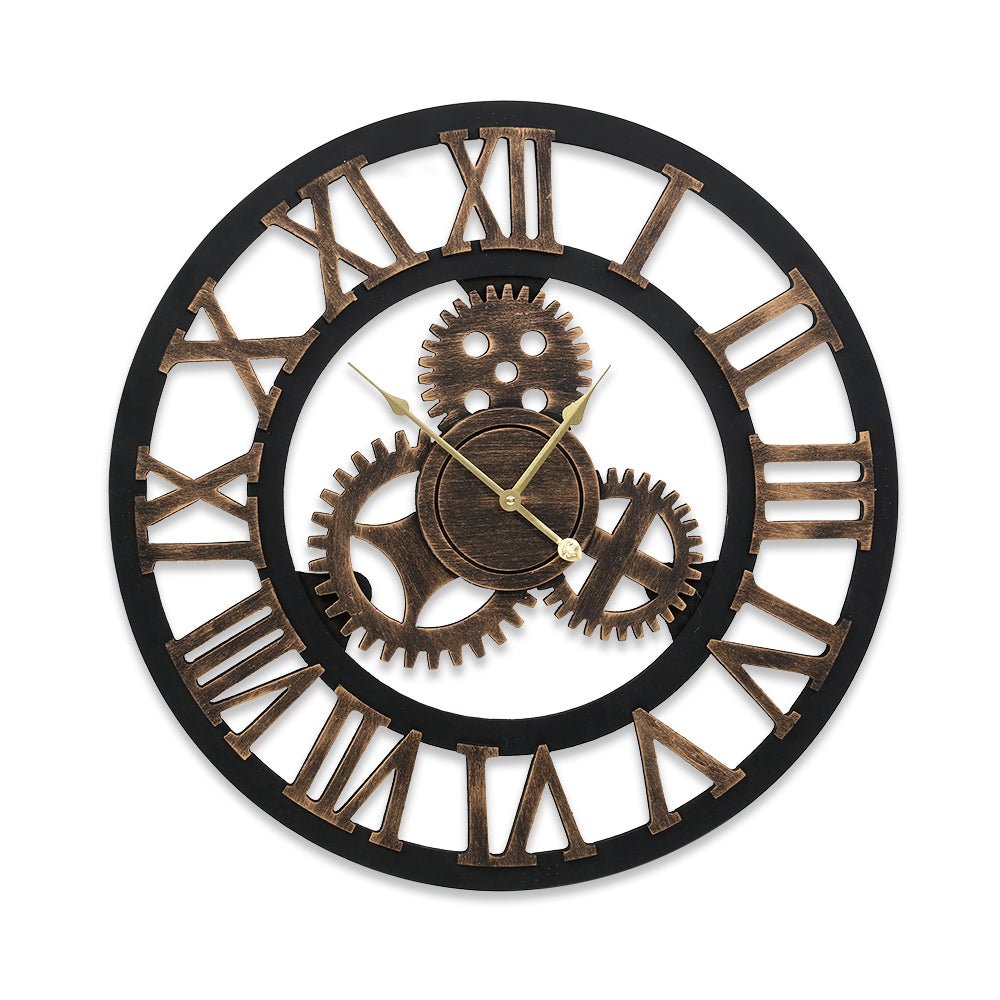 Artiss 80cm Wall Clock Large Retro Roman Numerals Brown - RetroVibes.au