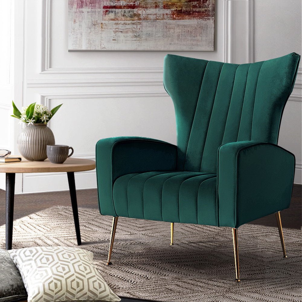 Artiss Armchair Green Velvet Kate - RetroVibes.au