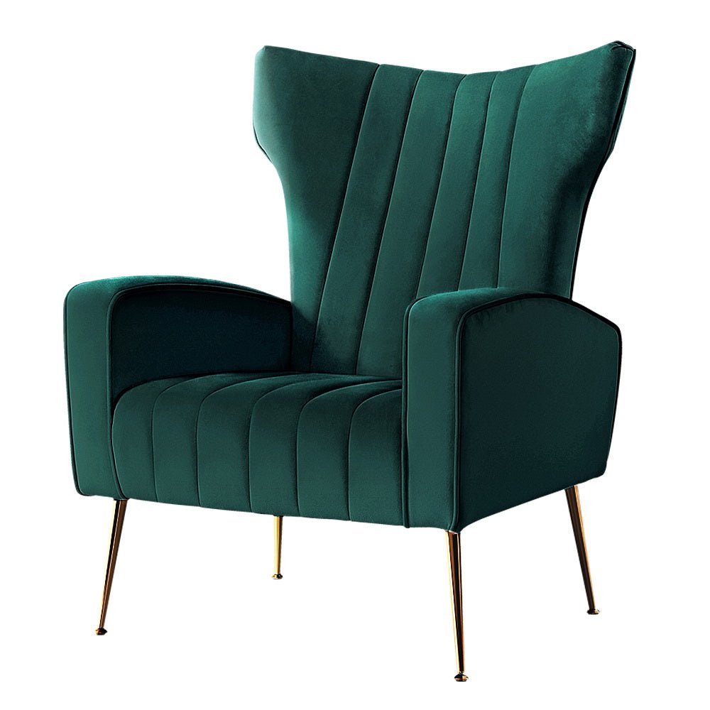 Artiss Armchair Green Velvet Kate - RetroVibes.au