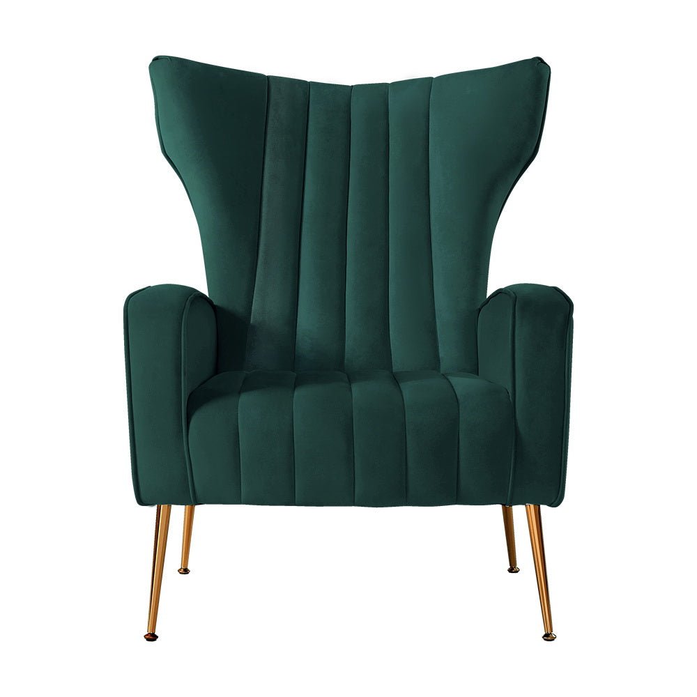 Artiss Armchair Green Velvet Kate - RetroVibes.au