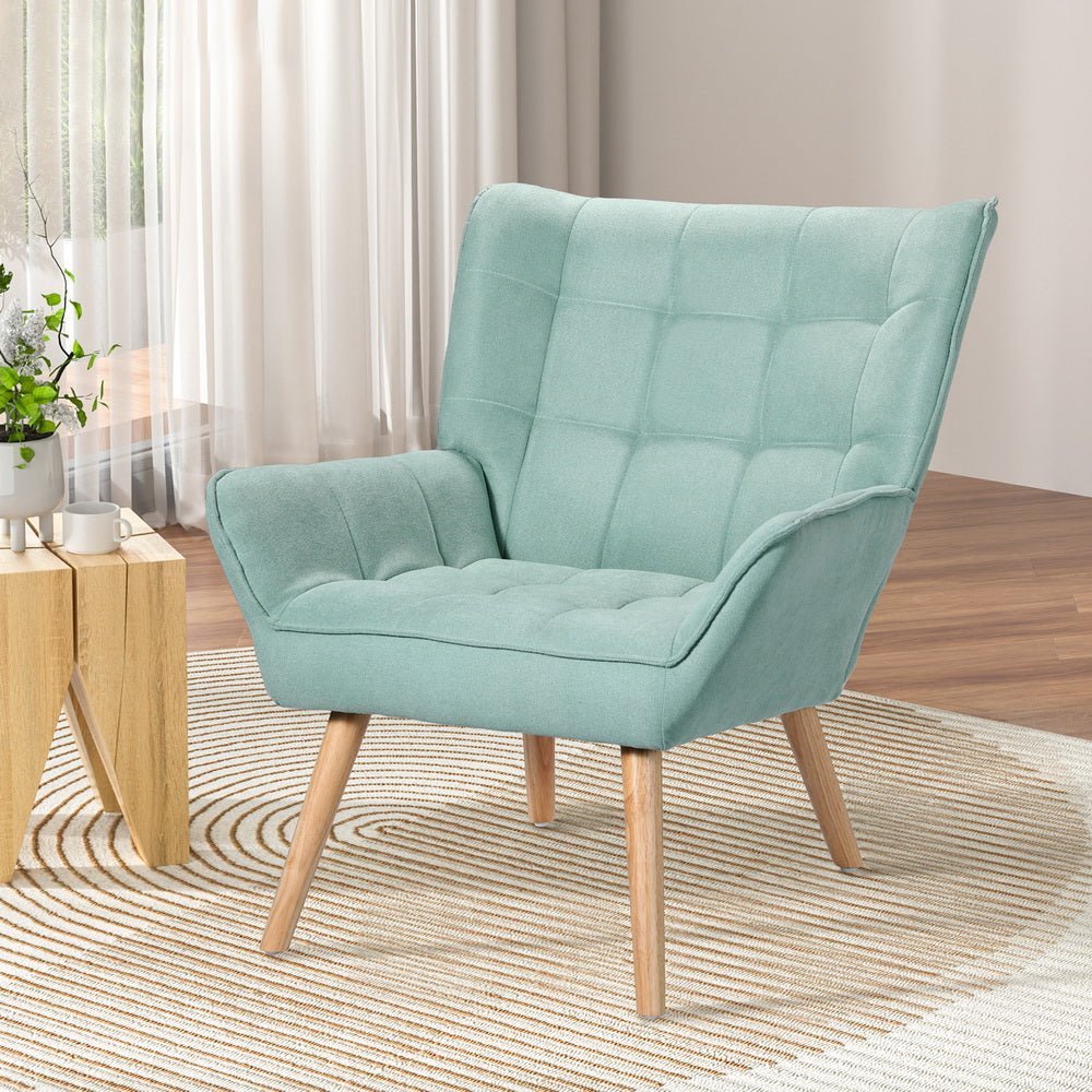 Artiss Armchair Lounge Chair Accent Chairs Sofa Linen Fabric Cushion Seat Blue - RetroVibes.au