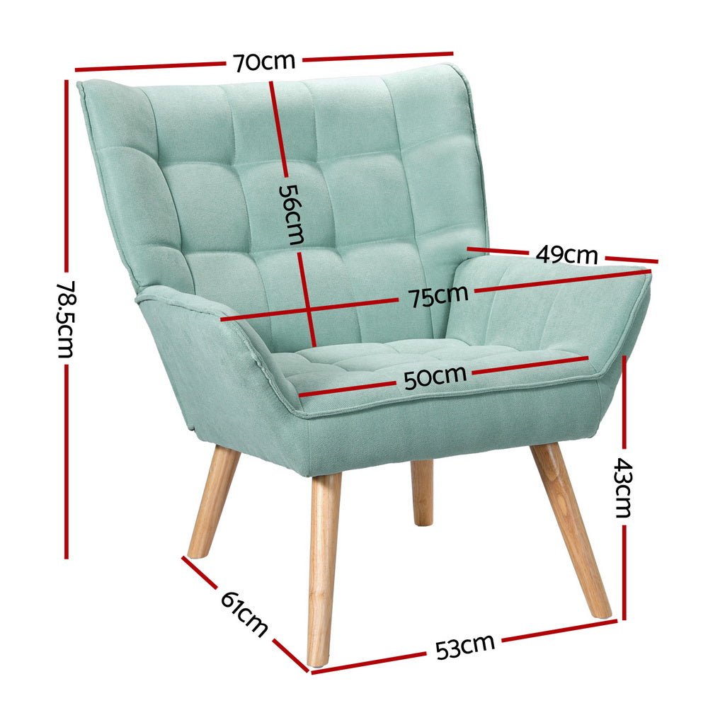Artiss Armchair Lounge Chair Accent Chairs Sofa Linen Fabric Cushion Seat Blue - RetroVibes.au
