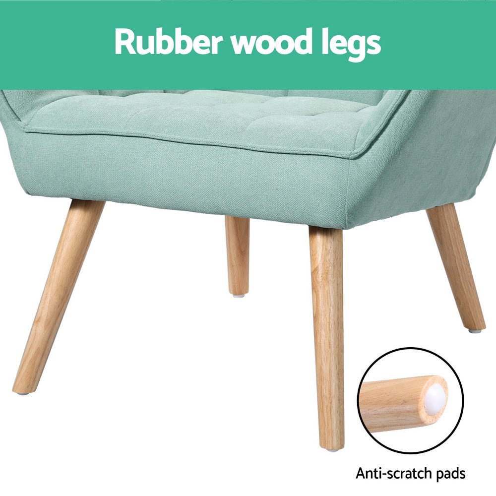 Artiss Armchair Lounge Chair Accent Chairs Sofa Linen Fabric Cushion Seat Blue - RetroVibes.au