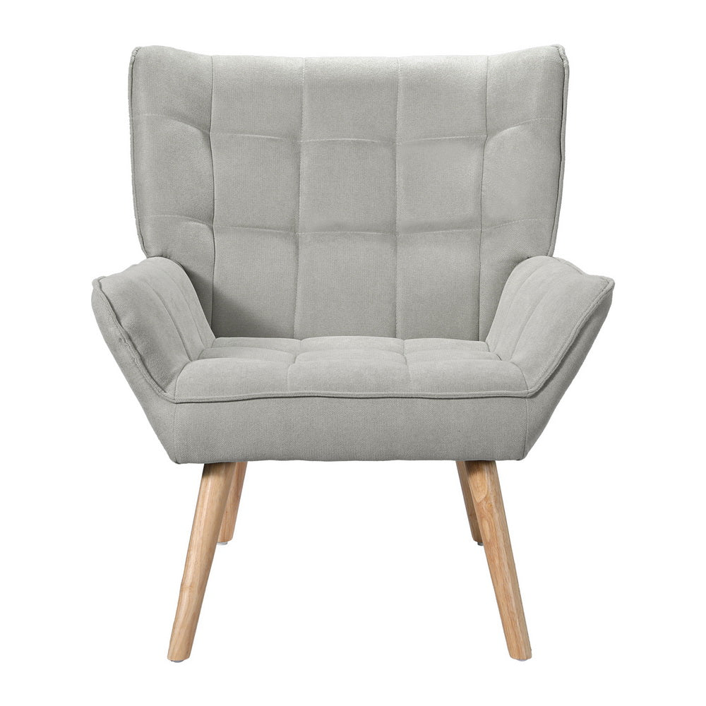 Artiss Armchair Lounge Chair Accent Chairs Sofa Linen Fabric Cushion Seat Grey - RetroVibes.au