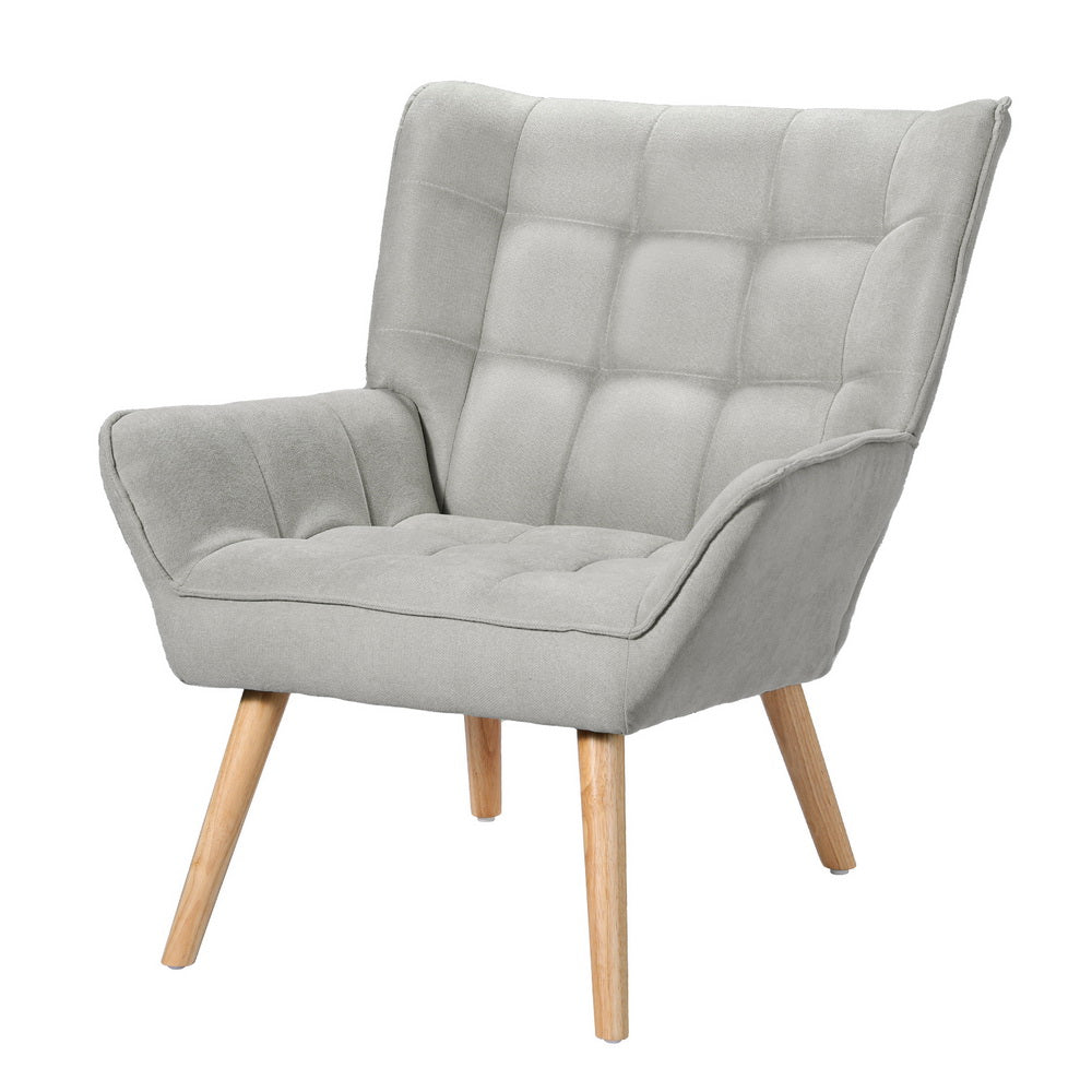 Artiss Armchair Lounge Chair Accent Chairs Sofa Linen Fabric Cushion Seat Grey - RetroVibes.au