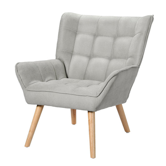Artiss Armchair Lounge Chair Accent Chairs Sofa Linen Fabric Cushion Seat Grey - RetroVibes.au