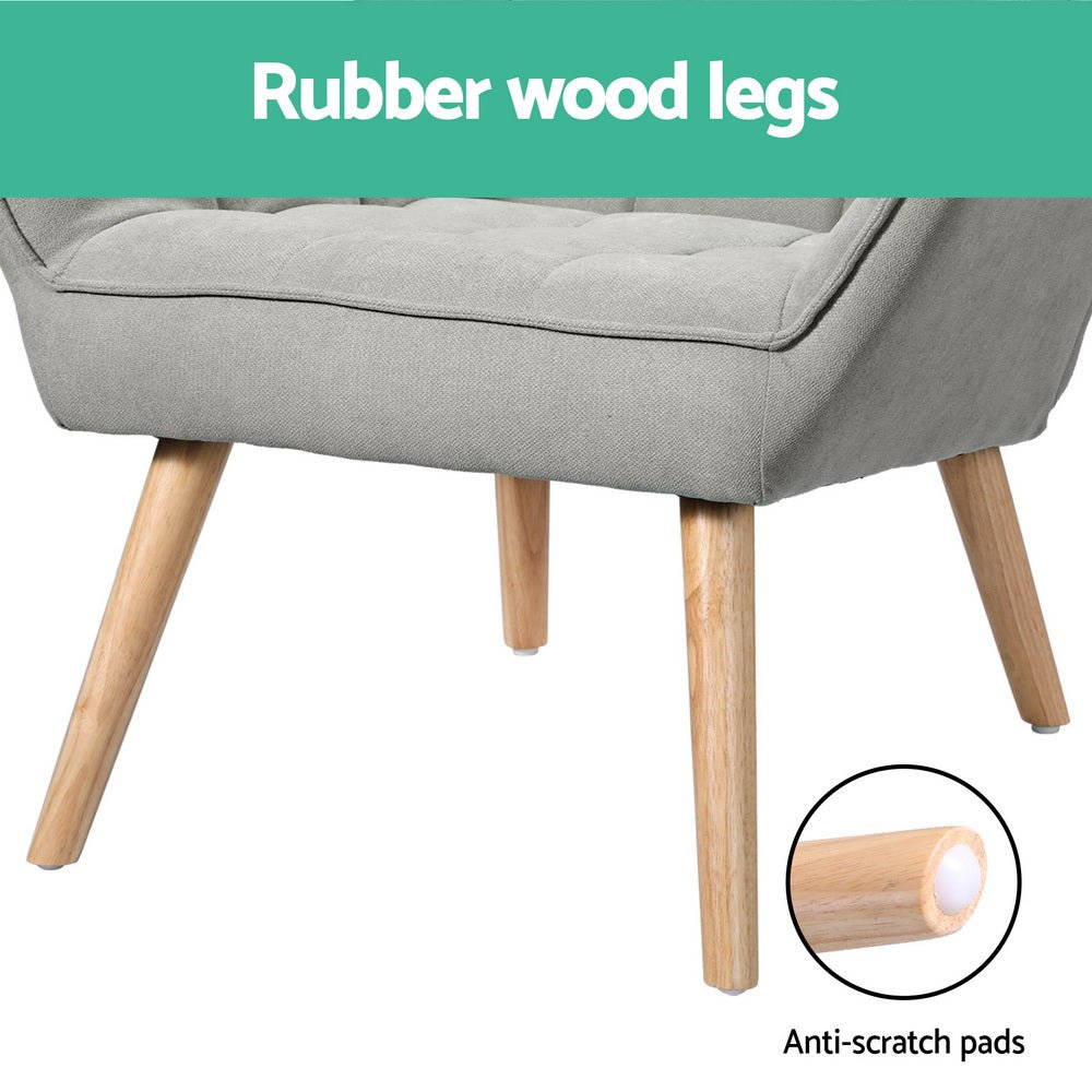 Artiss Armchair Lounge Chair Accent Chairs Sofa Linen Fabric Cushion Seat Grey - RetroVibes.au