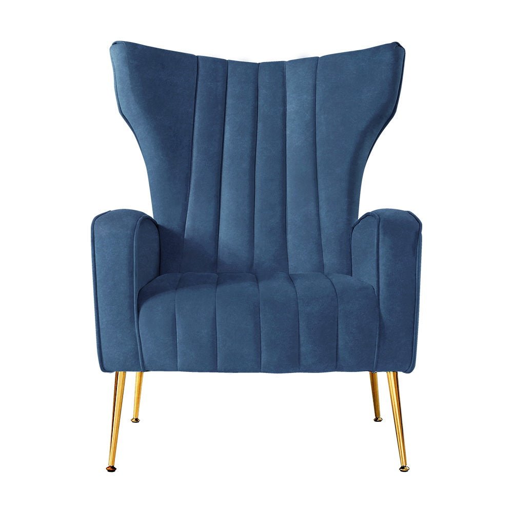Artiss Armchair Navy Velvet Kate - RetroVibes.au