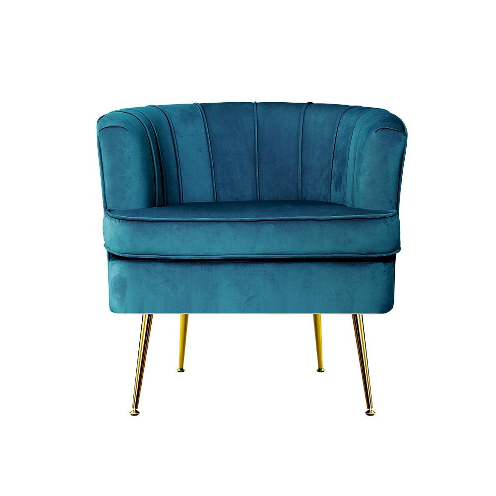 Artiss Armchair Velvet Blue Norvia - RetroVibes.au