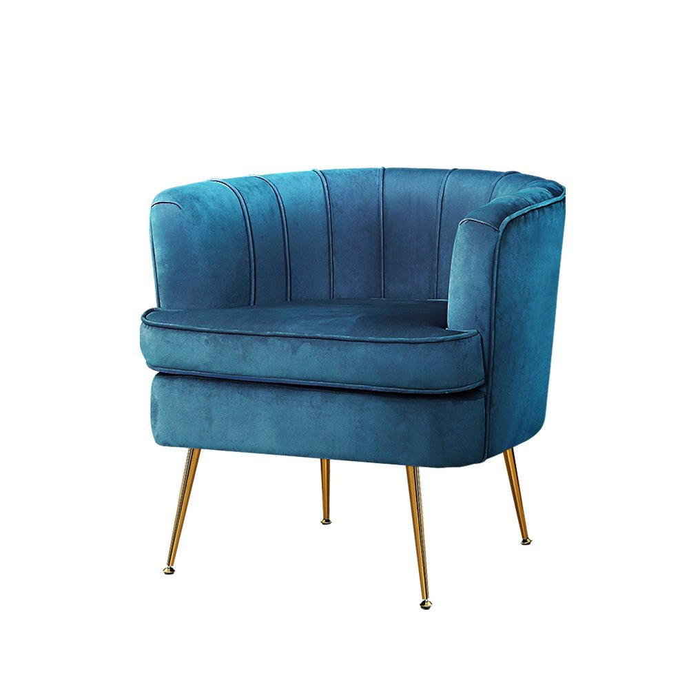 Artiss Armchair Velvet Blue Norvia - RetroVibes.au