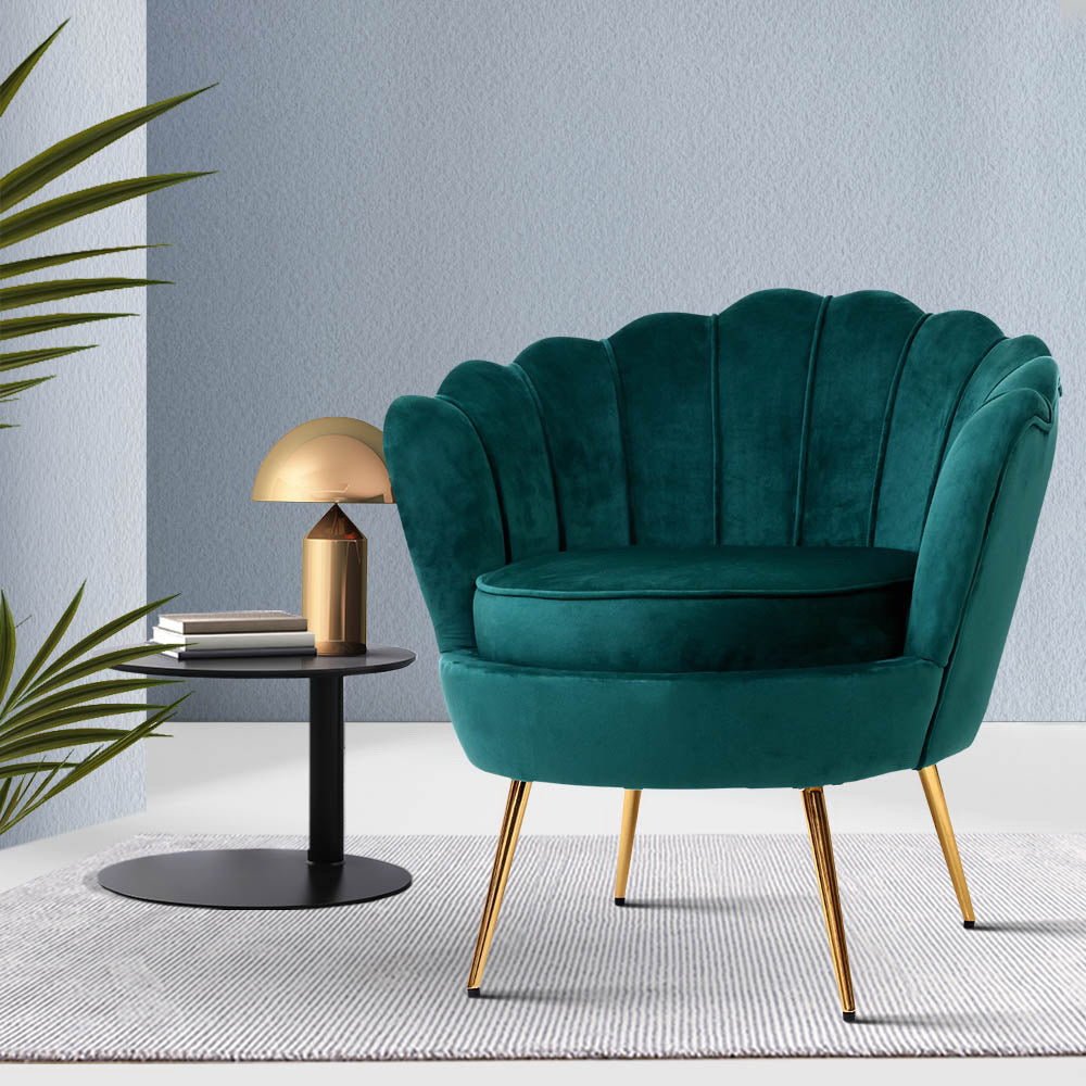 Artiss Armchair Velvet Green Callista - RetroVibes.au