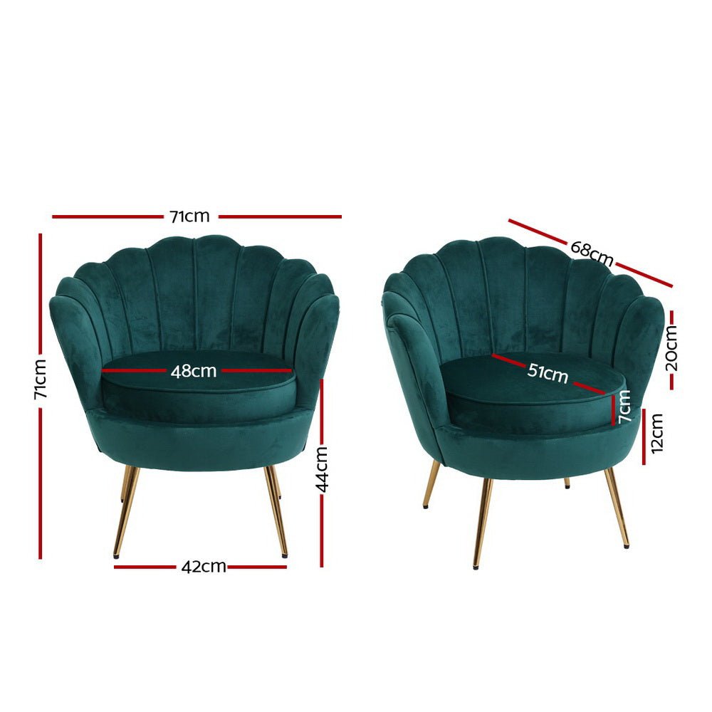 Artiss Armchair Velvet Green Callista - RetroVibes.au