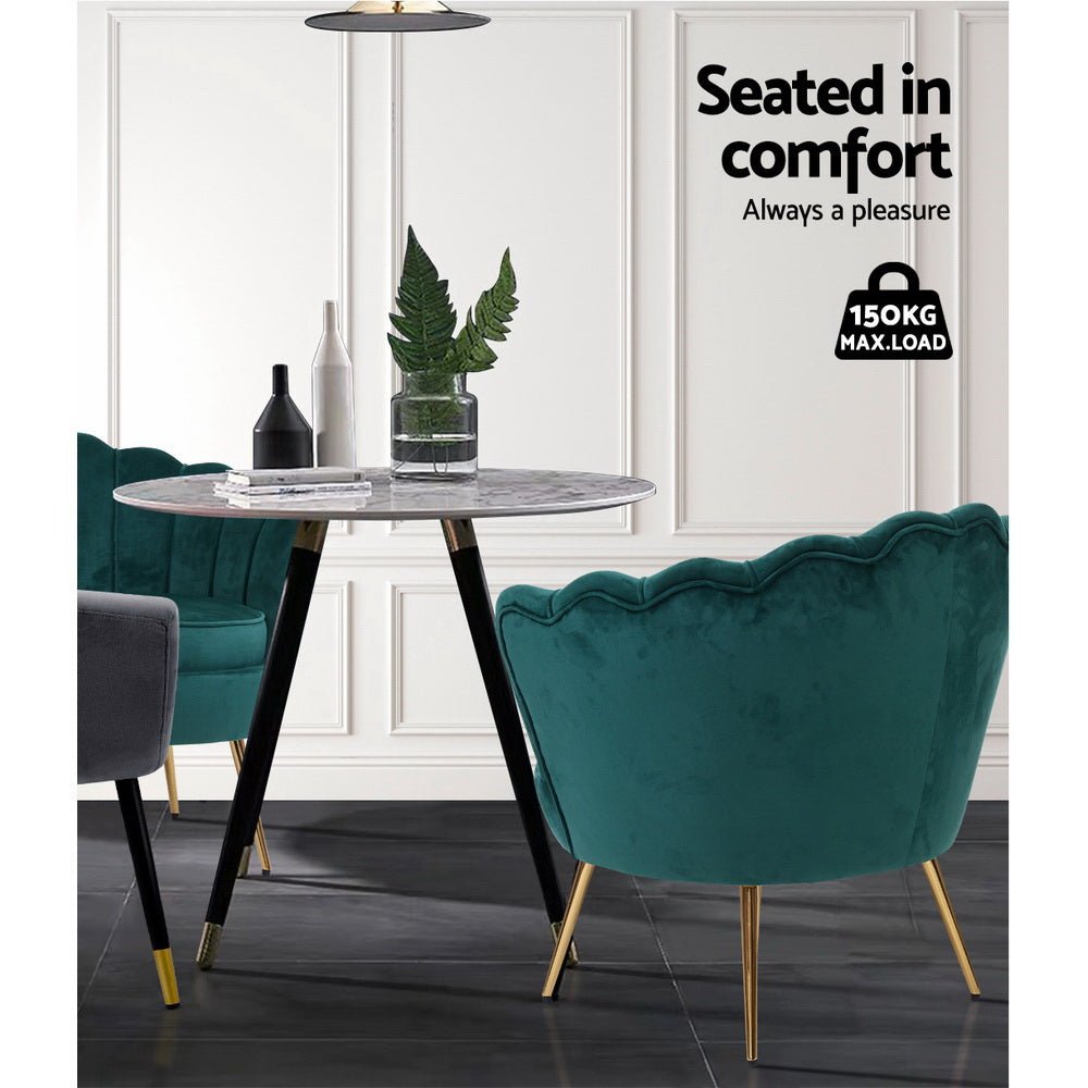 Artiss Armchair Velvet Green Callista - RetroVibes.au