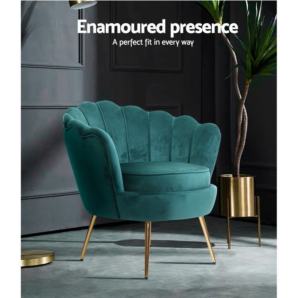Artiss Armchair Velvet Green Callista - RetroVibes.au