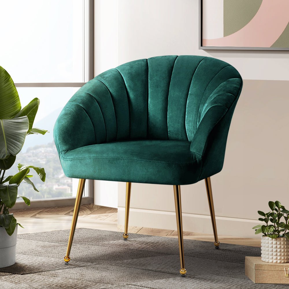 Artiss Armchair Velvet Green Eloise - RetroVibes.au