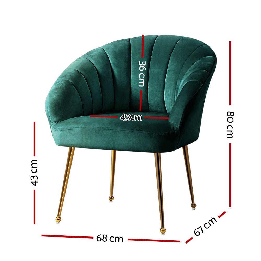 Artiss Armchair Velvet Green Eloise - RetroVibes.au