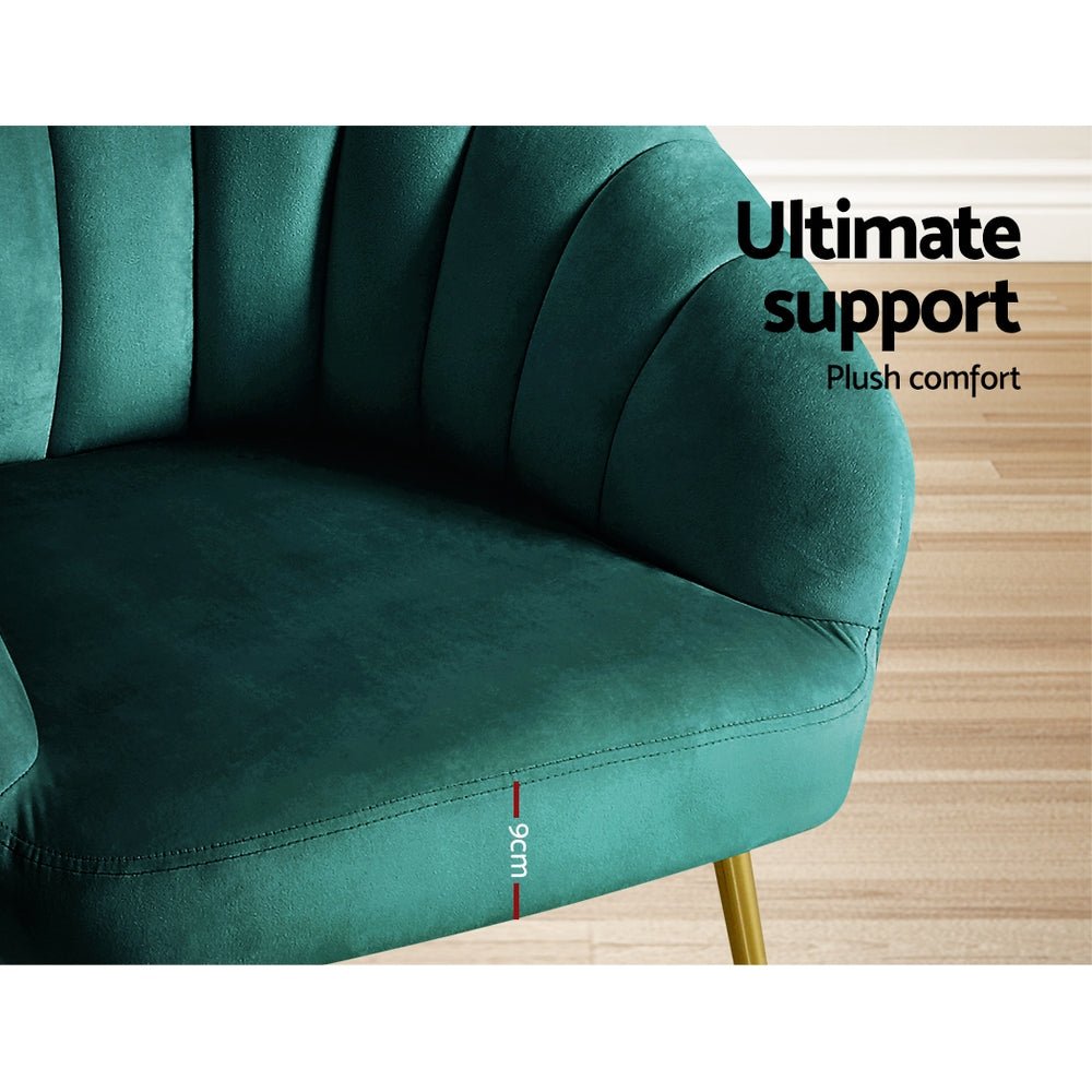 Artiss Armchair Velvet Green Eloise - RetroVibes.au
